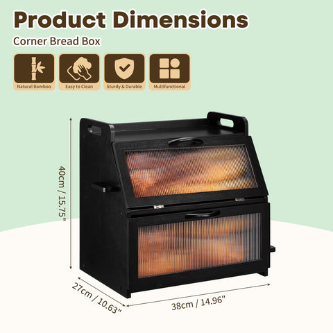 GLOKUUCA Panera de bambú con puertas acrílicas transparentes para visualización rápida