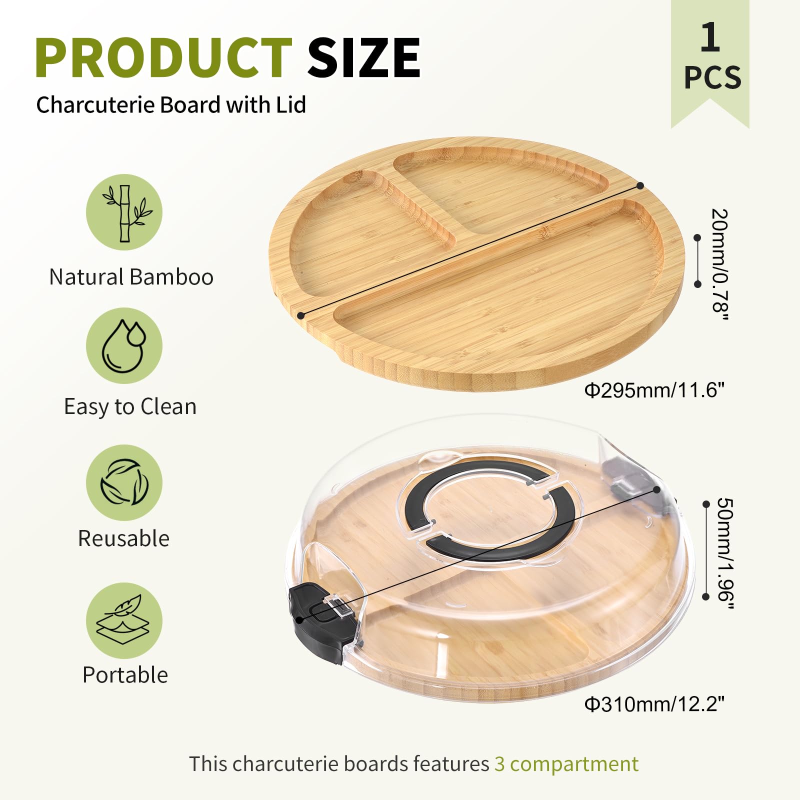 GLOKUUCA tablero charcutería con asas portátiles para llevar a picnic o reunión.