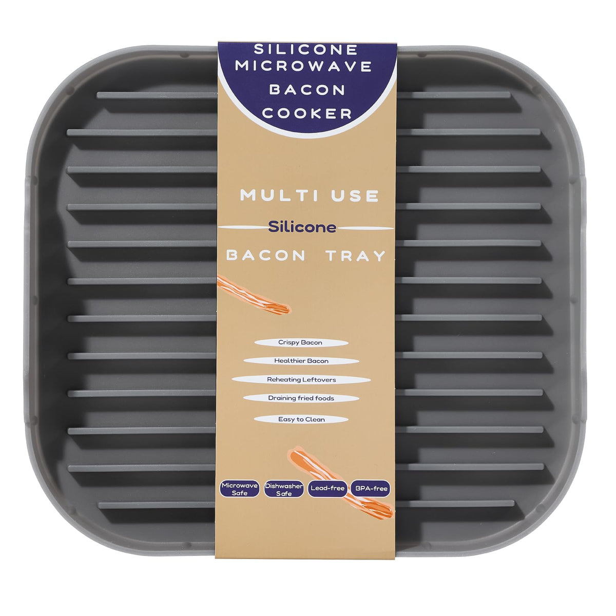 Glolaurge bandeja de silicona para microondas facilita tocino crujiente
