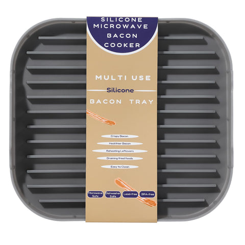 Glolaurge bandeja de silicona para microondas facilita tocino crujiente