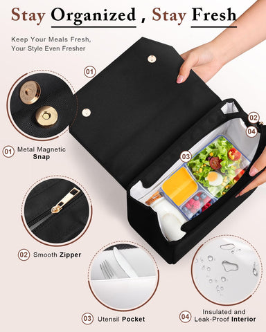 GLORIEROO bolsa de almuerzo con bolsillo trasero para teléfono