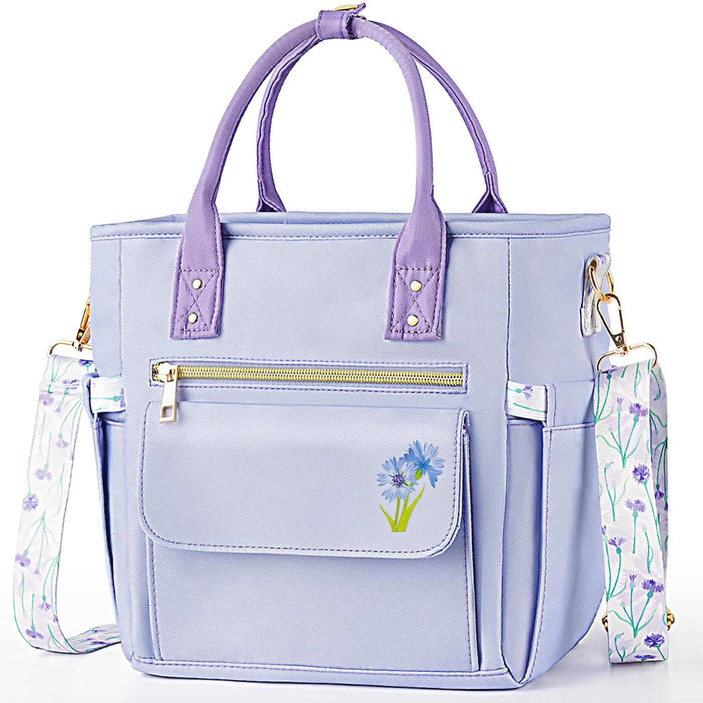 GLORIEROO exterior del bolso: diseño floral premium para mujeres, ideal para trabajo o picnic.