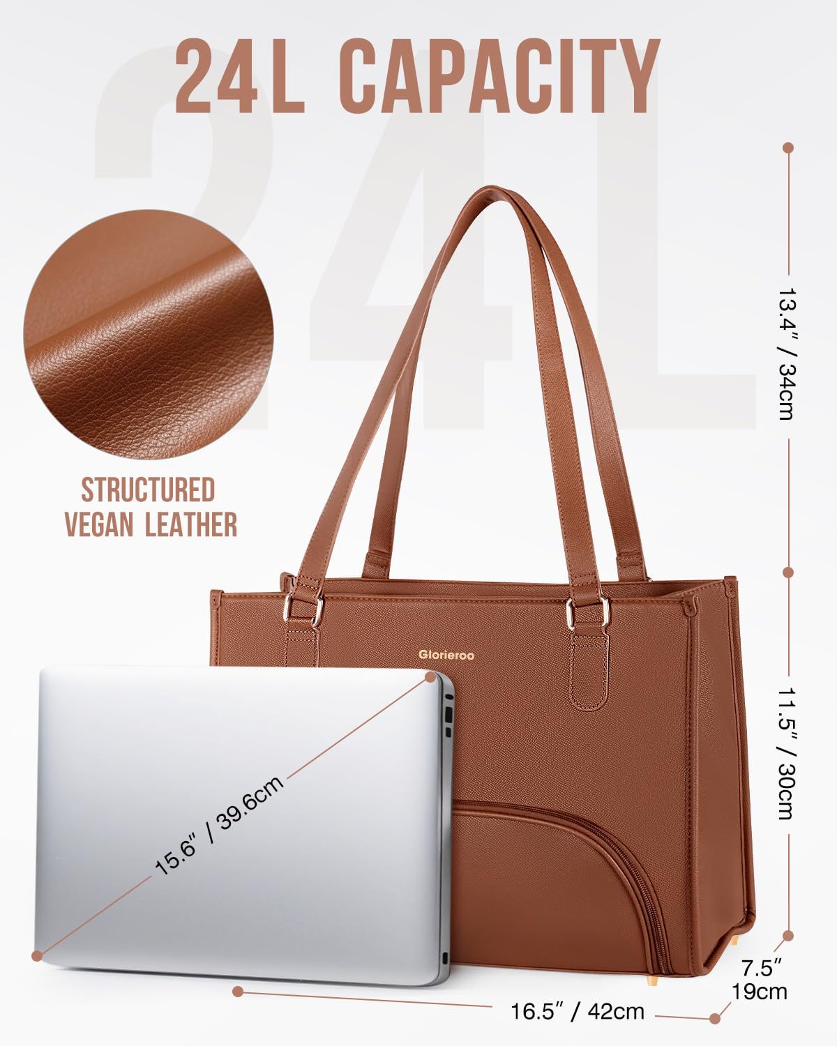 GLORIEROO Laptop Tote con bolsillo para cosméticos para organización rápida