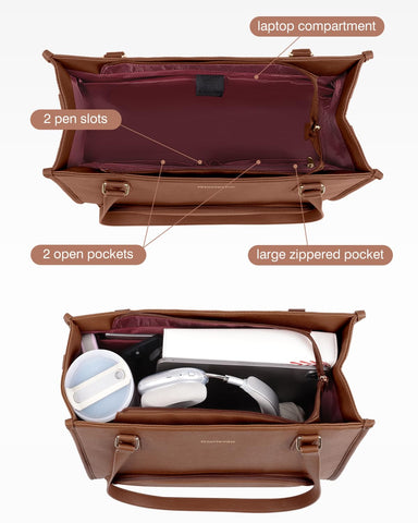 GLORIEROO Laptop Tote en cuero vegano resistente para uso diario