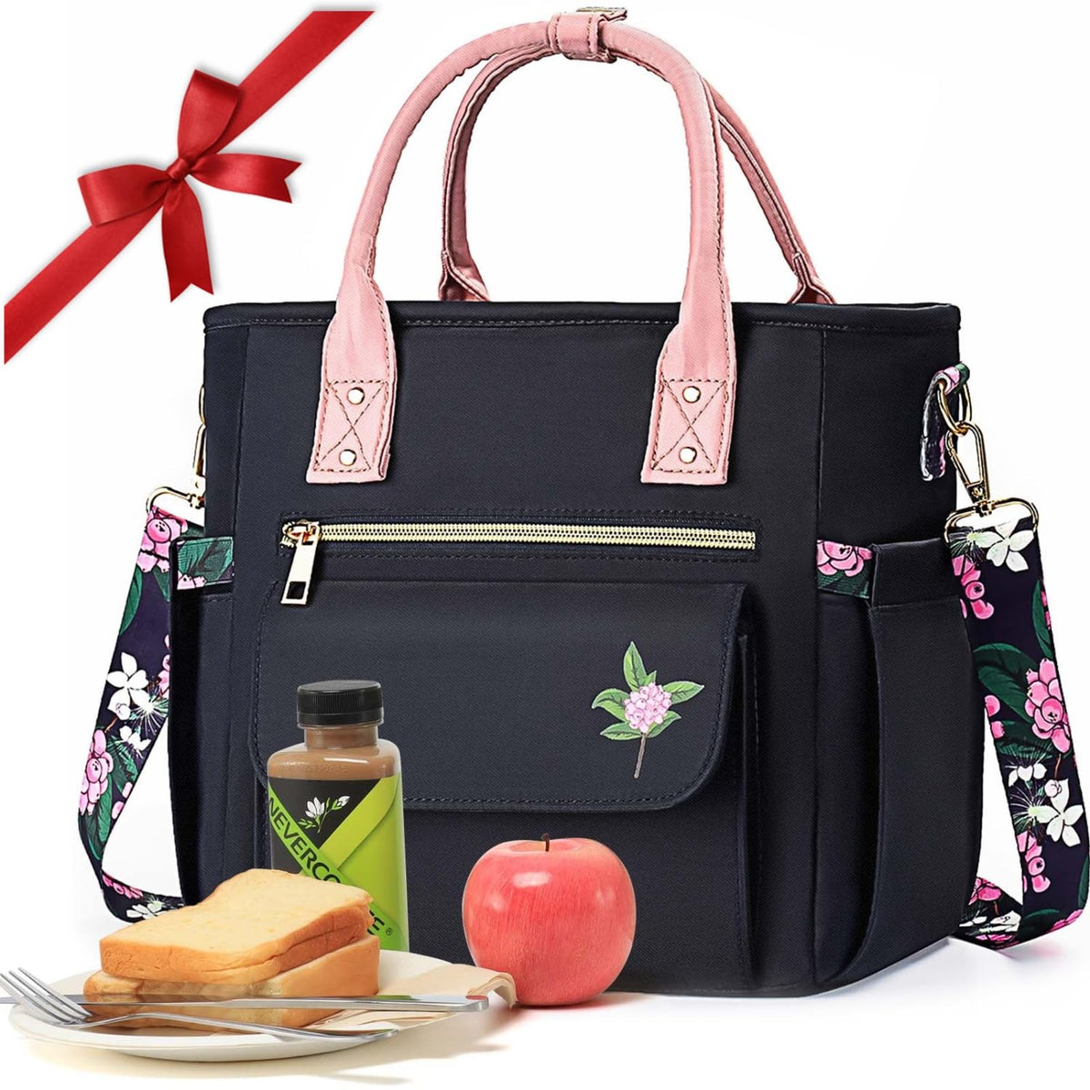 GLORIEROO Bolso térmico exterior, diseño floral, ideal para mantener comida fresca fuera de casa.
