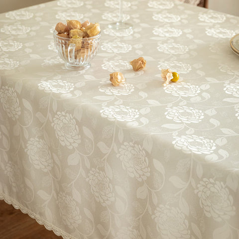 GLORY SEASON mantel con encaje bordado marfil para eventos