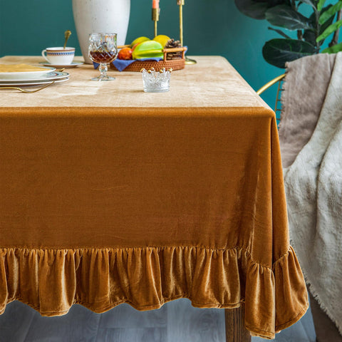 Mantel GLORY SEASON Terciopelo rectangular con textura lujosa para reuniones elegantes.