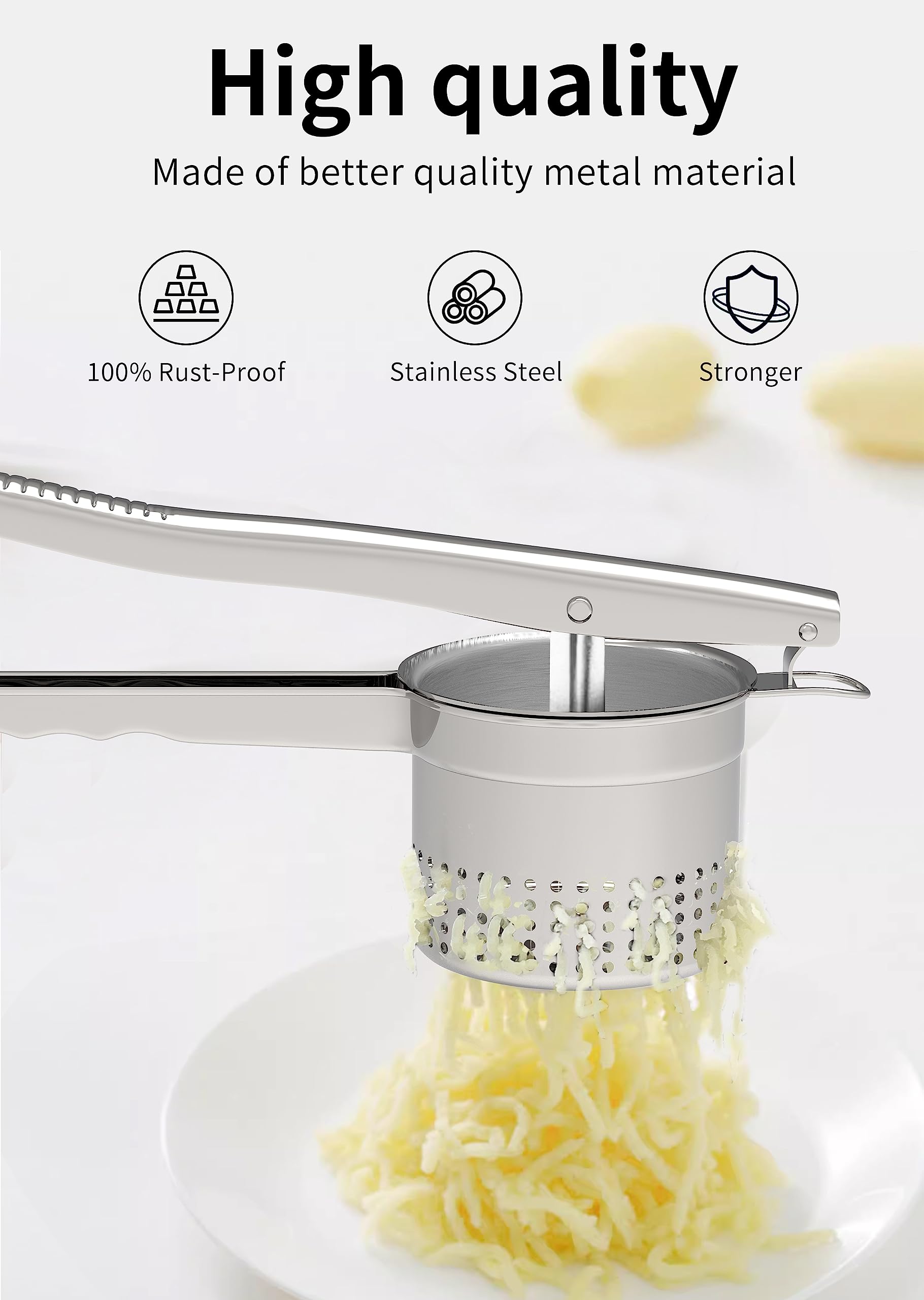 GloTika ricer con agarre antideslizante para resultados consistentes y confort al cocinar.