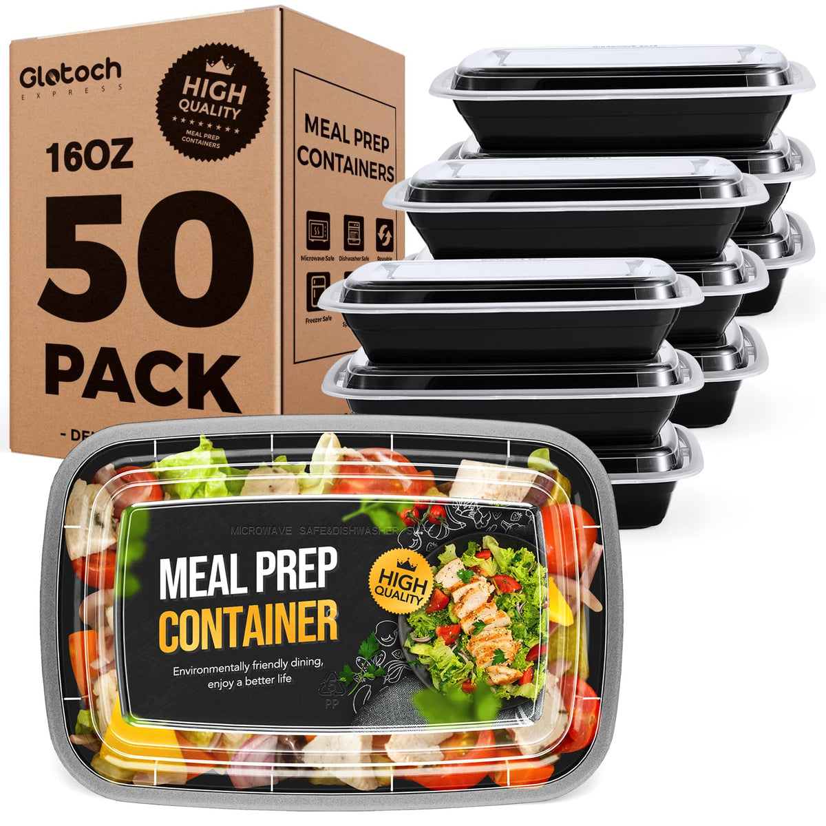Glotoch Express contenedores 16 onzas apilables con tapas para almacenamiento seguro.