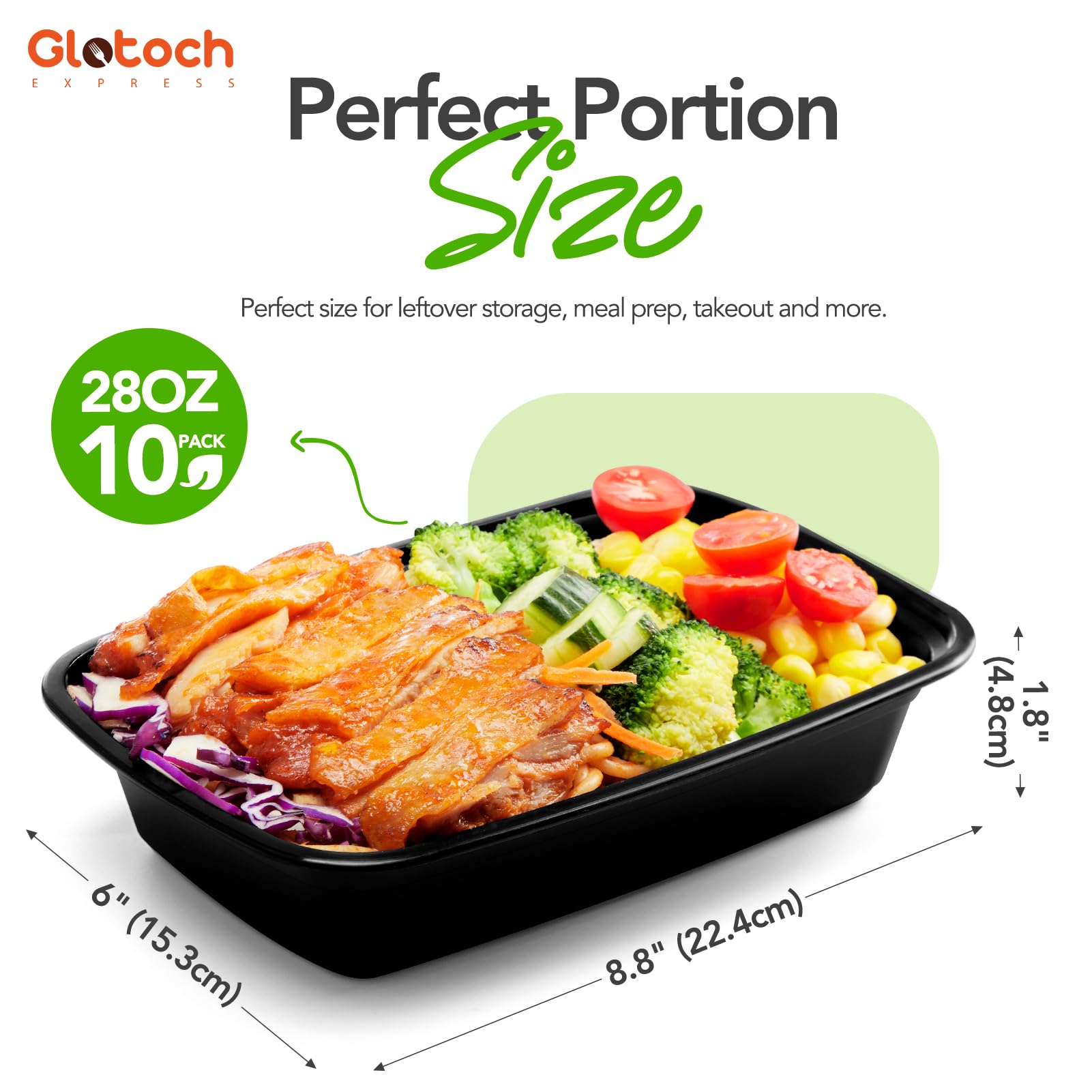 Glotoch Express envase para preparaciones de comidas apilables, ahorra espacio.