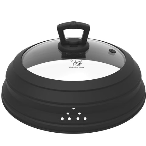 GLOU-GLOU GOOSE GGG cubre-microondas-vidrio-ventilado-manija-silicona: tapa segura y cómoda para uso diario