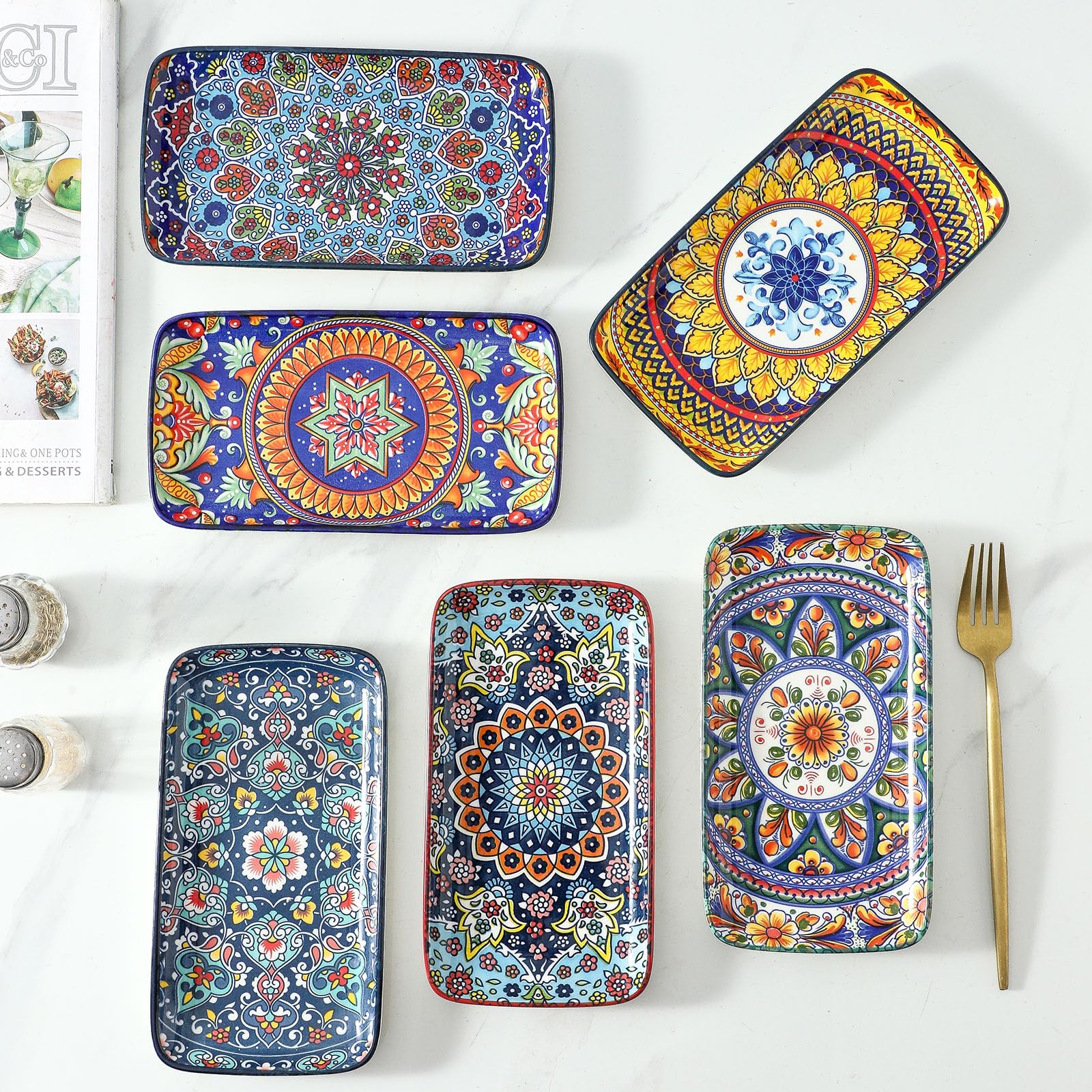 glowworm platos entremeses porcelana bohemio rectangulares perfectos para degustaciones