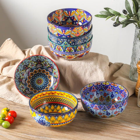 Tazones Glowworm con diseño bohemio y colores duraderos para servir sopa, cereal o postre.