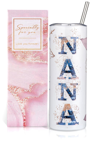 Taza floral de GloxwRiyt Nana 20 oz ideal para bebidas frías o calientes