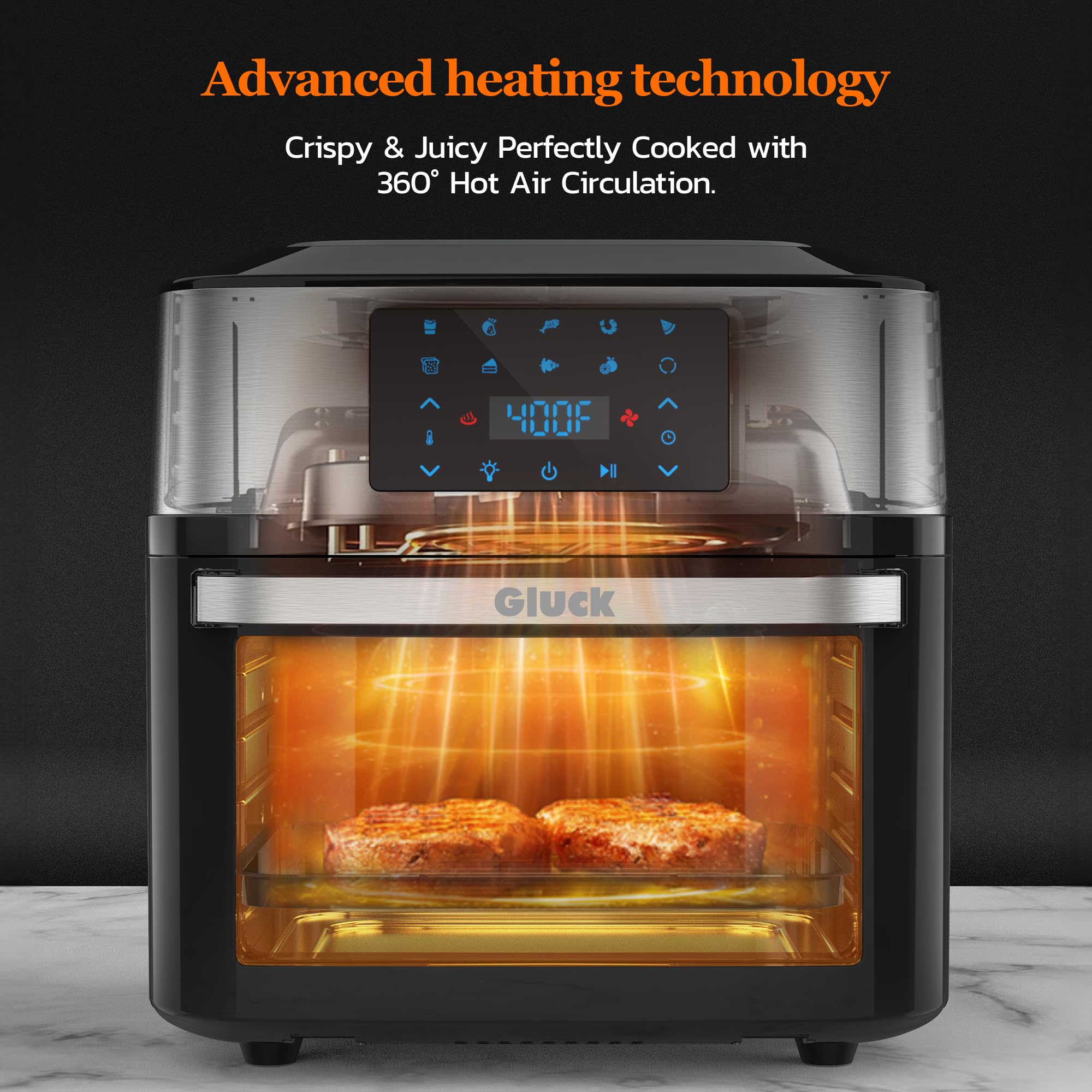 Papás fritas crujientes sin aceite con tecnología de aire caliente.