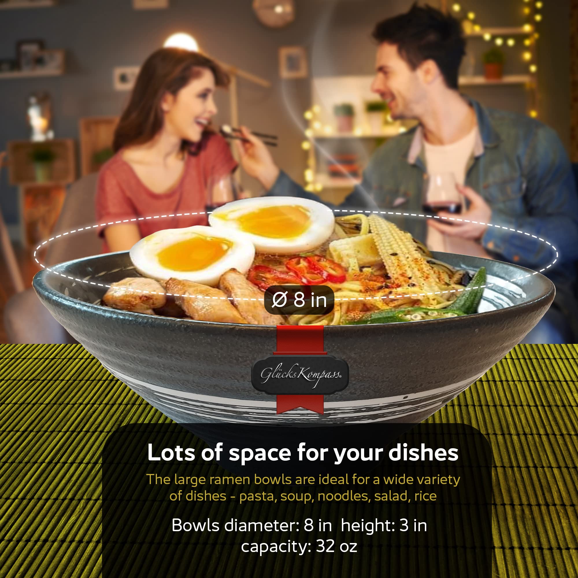 GlücksKompass conjunto ramen de 8 piezas ideal para cena completa.