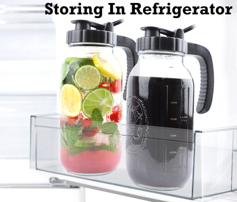 GLUKIEWT Jarra Mason 64oz perfecta para servir al aire libre sin goteos.