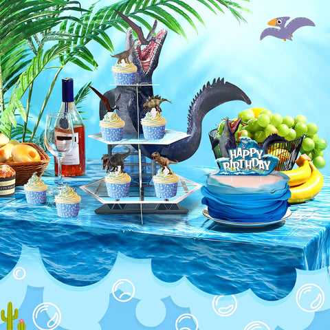 GLURUITE Mosasaurus decoraciones-dinosaurio-mosasaurus-azul: crea ambiente marino