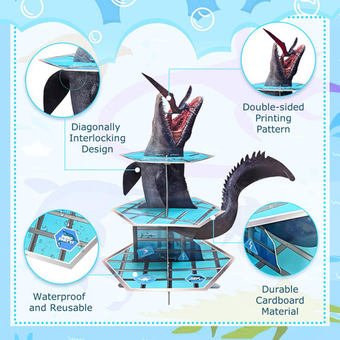 GLURUITE Mosasaurus impresion-doble-lados-dinosaurio-mosasaurus: colores vibrantes