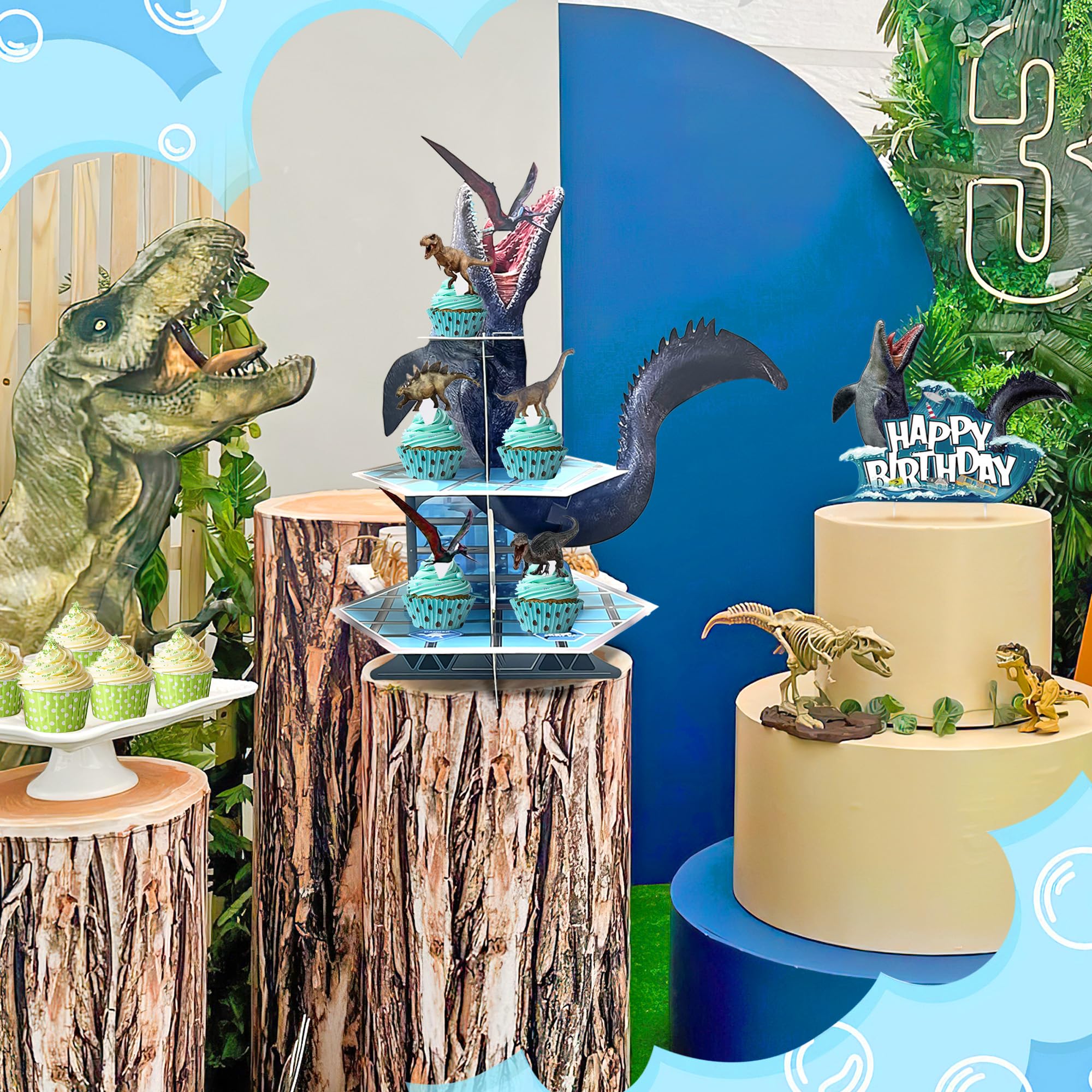 GLURUITE Mosasaurus remates-de-postres-dinosaurio-azul: toque final para postres