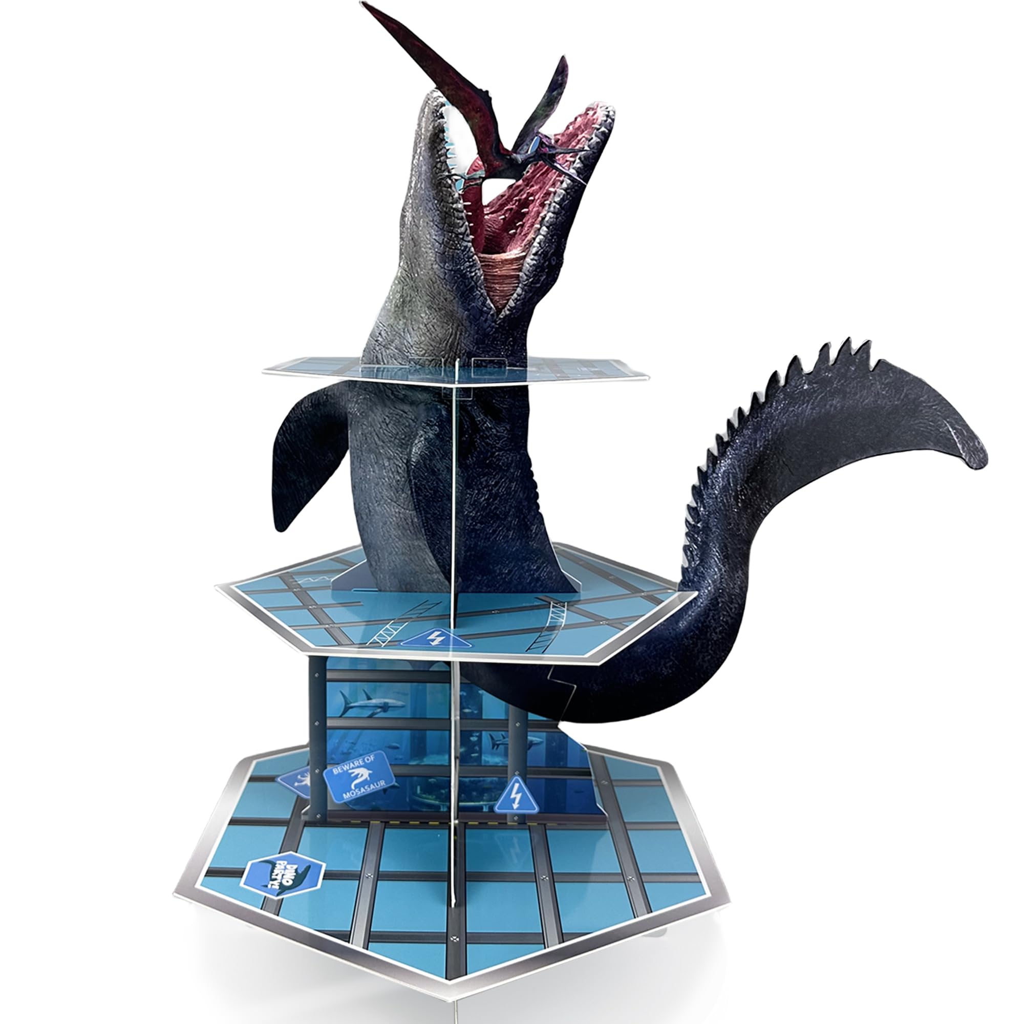GLURUITE Mosasaurus torre-cupcakes-mosasaurus-3-niveles: ideal para fiestas temáticas