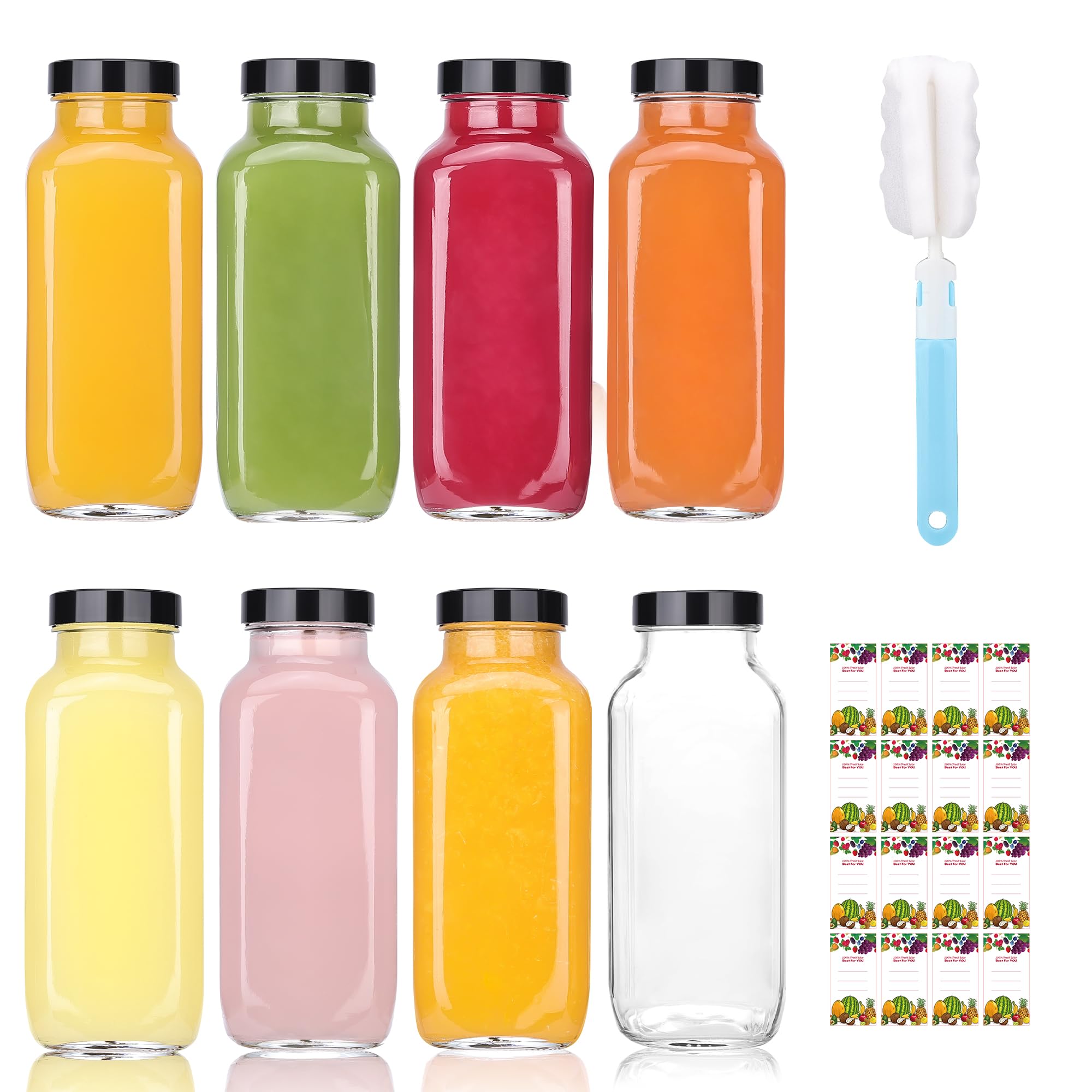 Botellas Glxgow de 8 oz con tapa hermética para jugos y bebidas.