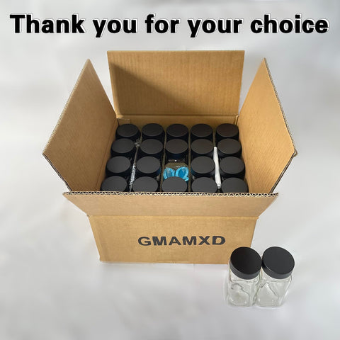 GMAMXD jarras de especias de vidrio cuadradas de 4 oz para almacenamiento compacto.