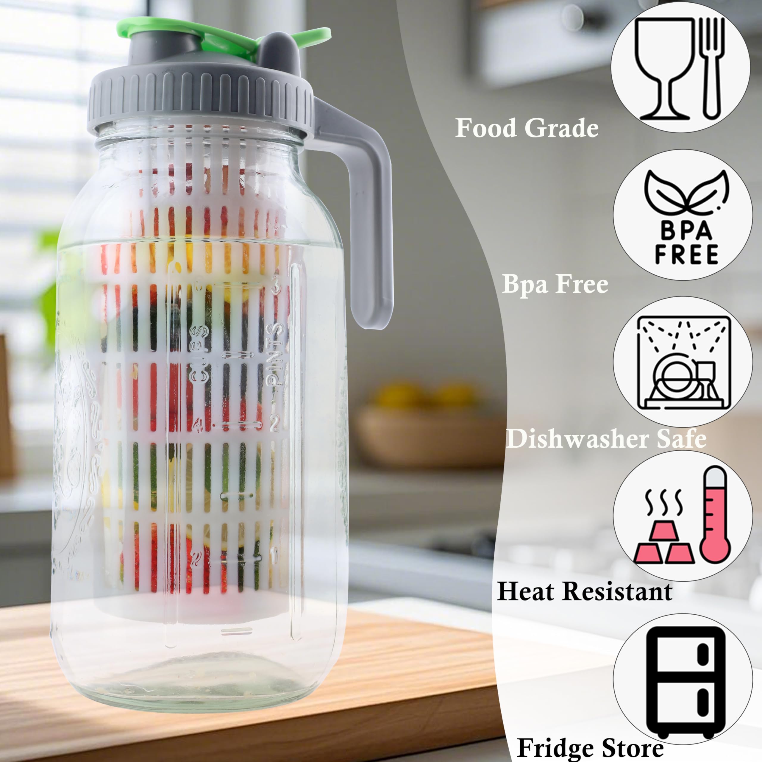 GMCOZY infusor integrado en jarra de vidrio para té y agua aromatizados.