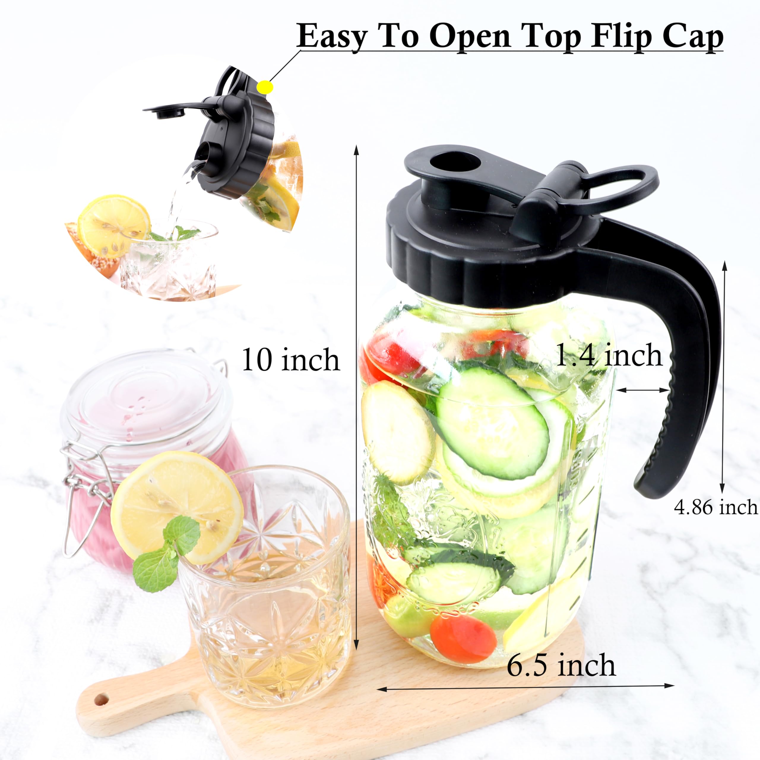GMEPOCH Jarra Mason 64oz para almacenar bebidas variadas.