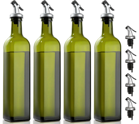 GMISUN dispensador de aceite de oliva, botellas verde, conjunto de 4 para uso diario.