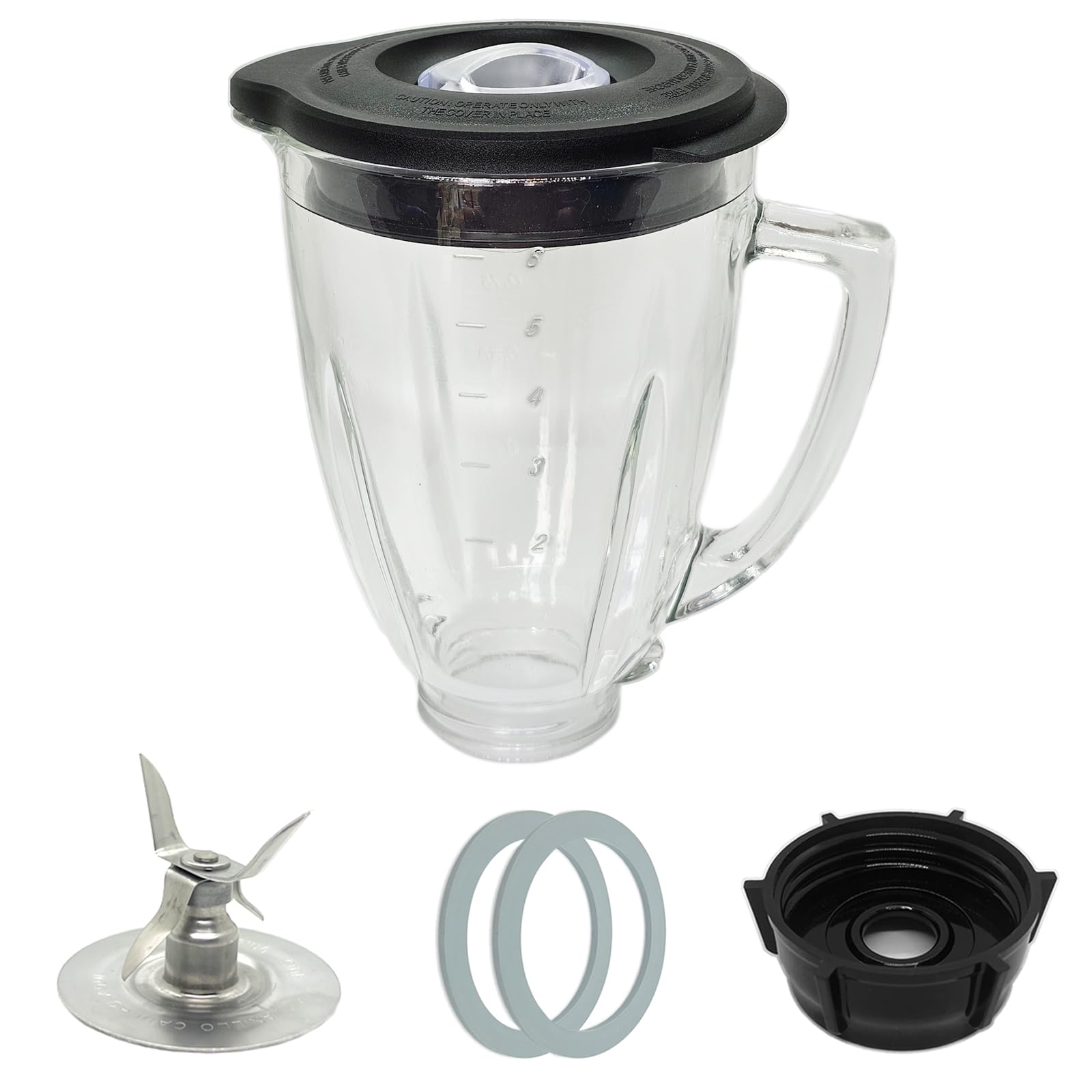 Gnicaela jarra de vidrio de 6 tazas con tapa, ideal para batidos.