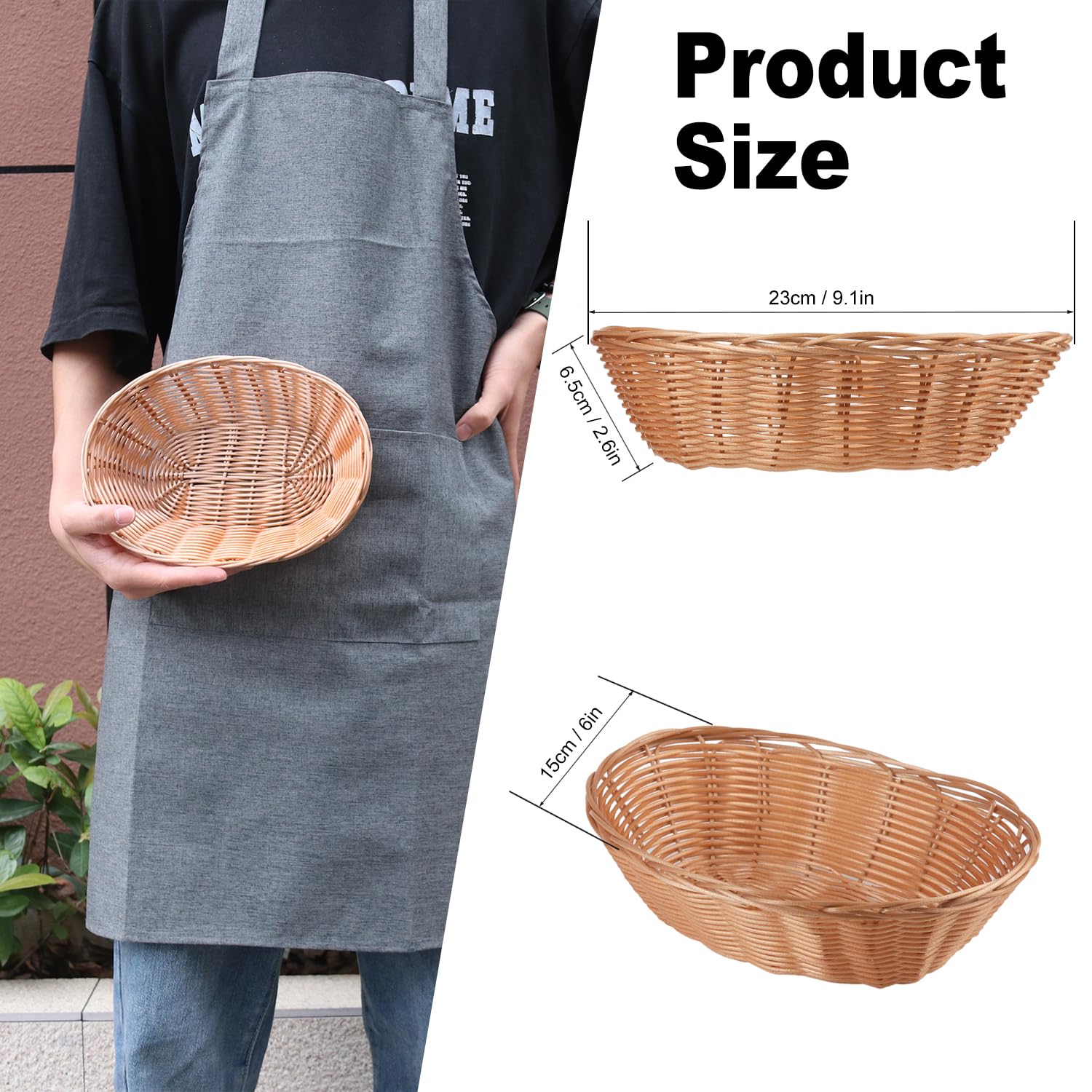 Cesta ovalada GNIEMCKIN para bollos y panecillos, ideal para desayunos.
