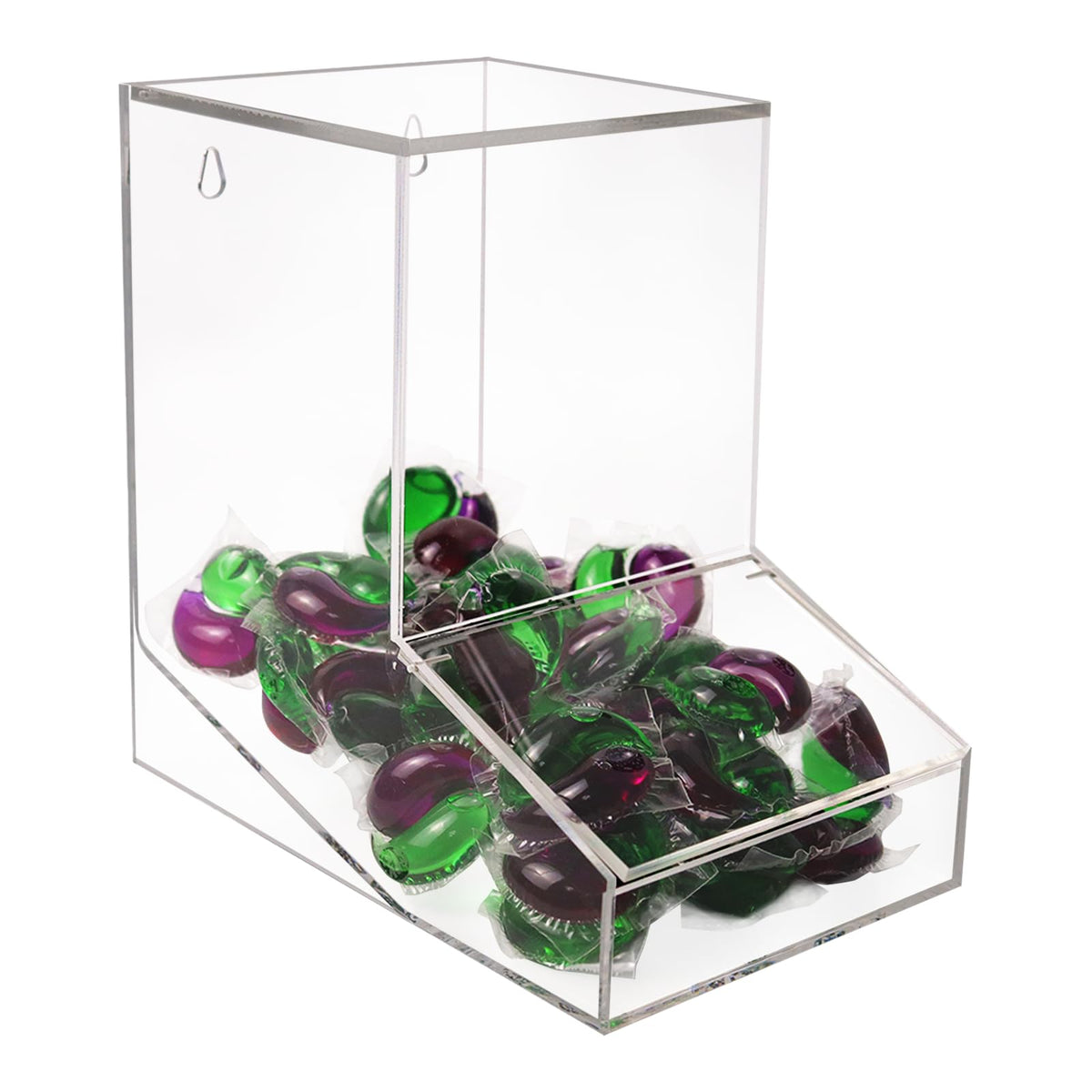 Gnjoyxuan dispensador acrílico para cápsulas de lavandería, visión clara para reabastecer.