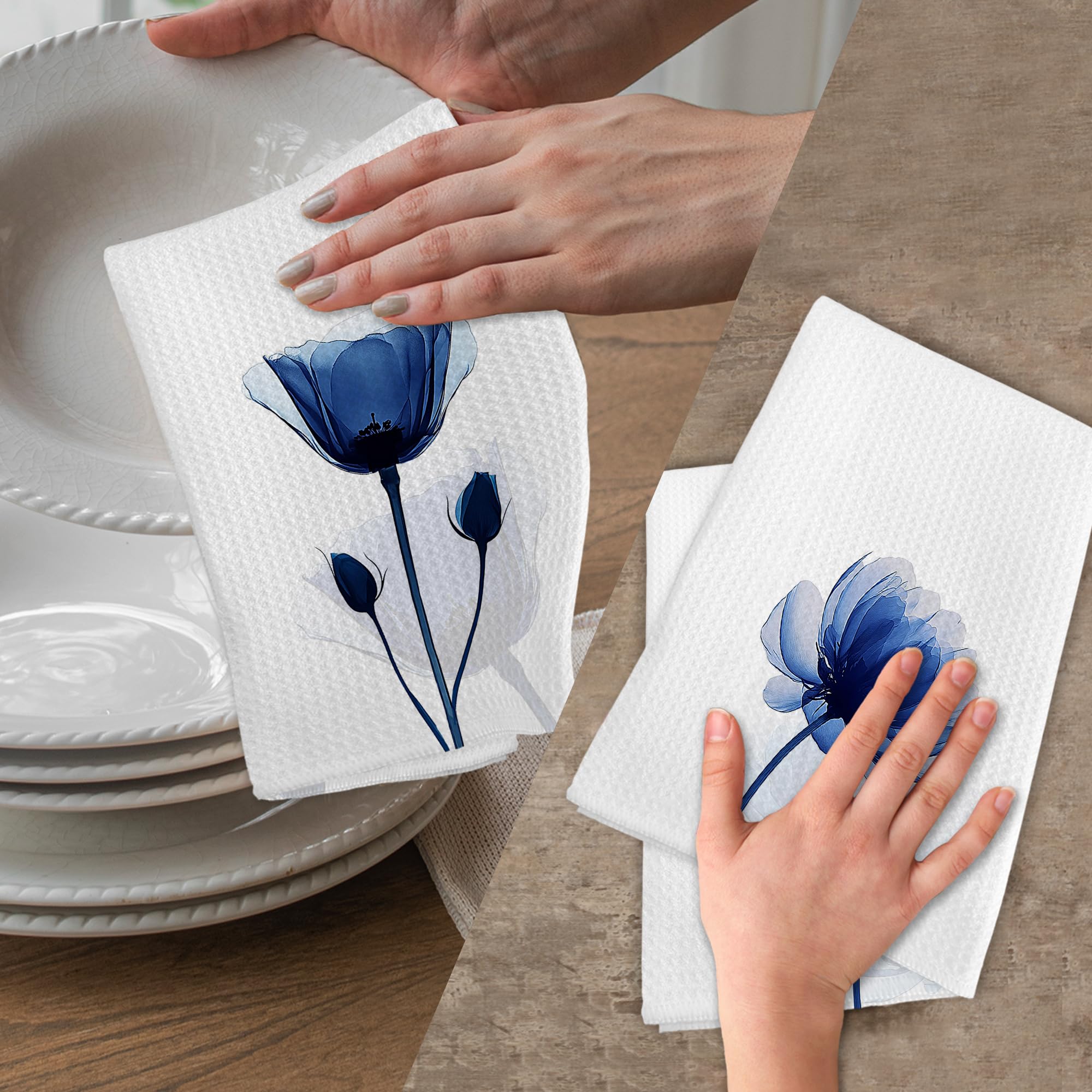 Toalla de mano Gnmduw azul floral, regalo práctico para casa