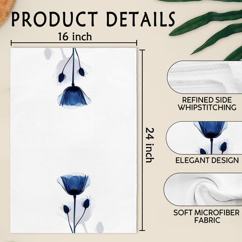 Toalla de mano Gnmduw azul floral, juego de 2 para distintas estancias