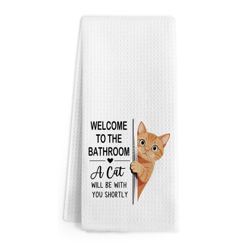 Toallas Gnmduw gato naranja divertido 16x24, ideal para decorar el baño.