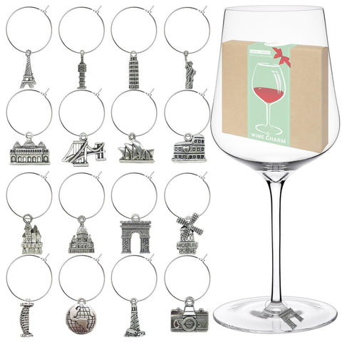Gnollko marcadores para copas de vino con diseño de viaje identifican bebidas fácilmente