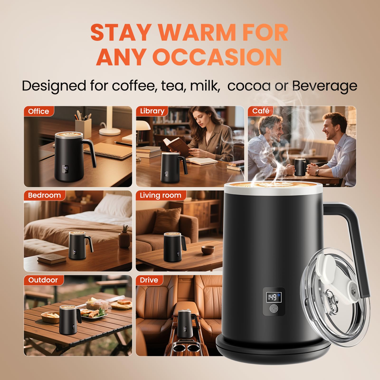 GOANDO Taza autocalentante 14oz en caja regalo elegante.