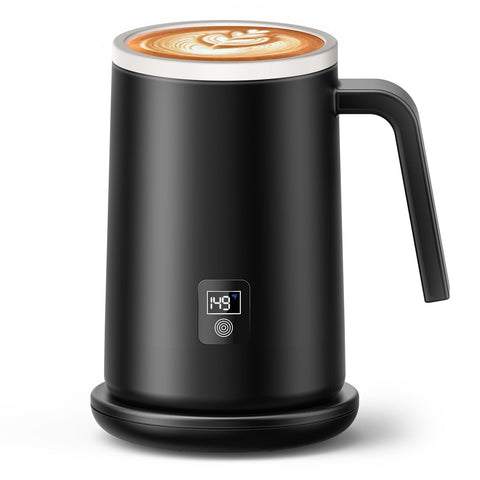 GOANDO Taza autocalentante 14oz vista frontal, ideal para café caliente.