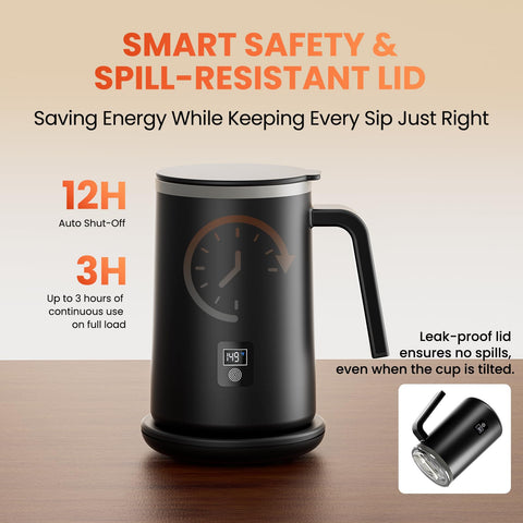 GOANDO Taza autocalentante con tapa anti-derrame para viajes sin derrames.