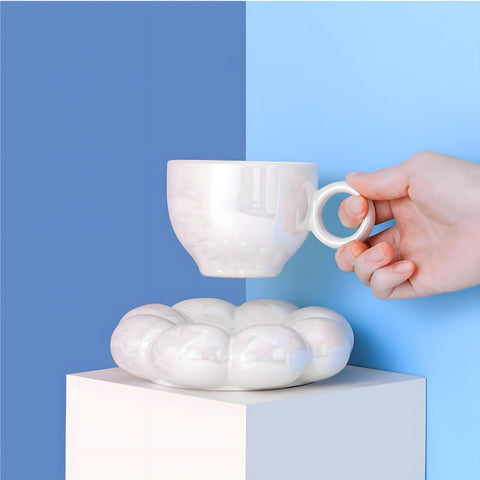 Conjunto dos tazas y dos platillos, empaque seguro para envío.