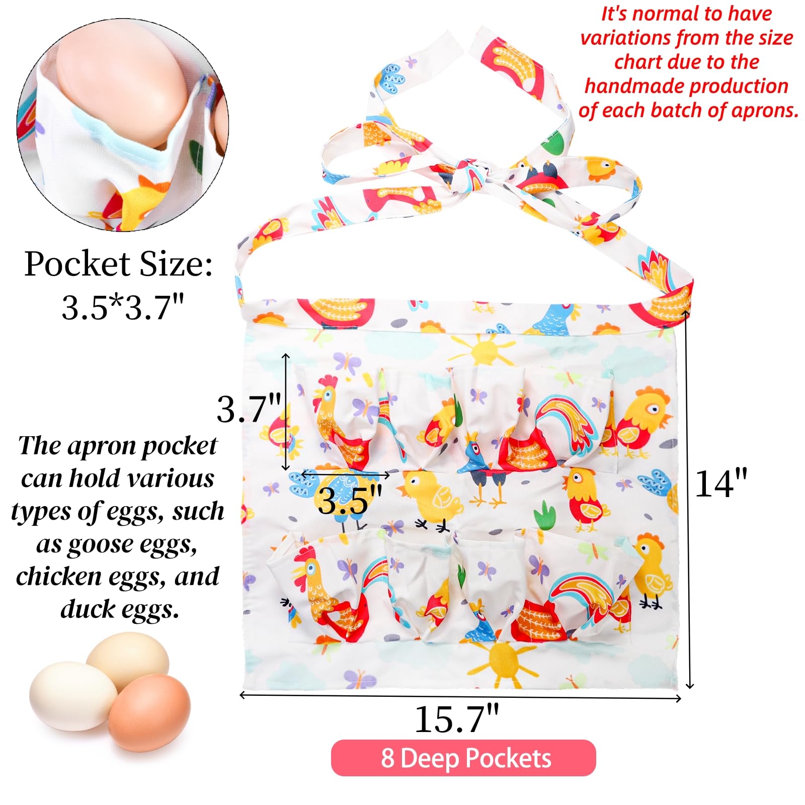 Delantal Goaste con bolsillos grandes, ideal para transportar huevos de gallina.