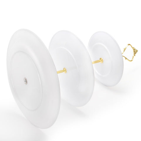 Expositor Goaste de dulces blanco, diseño circular para servir en eventos.