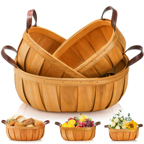 Goaste tres cestas de pan de madera, tamaño pequeño, ideales para desayunos.