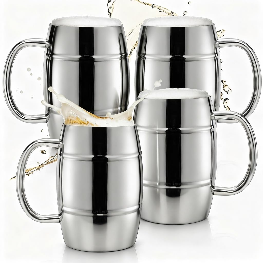 Goaste vaso barril de acero inoxidable, diseño 4 unidades para bebidas frías o calientes
