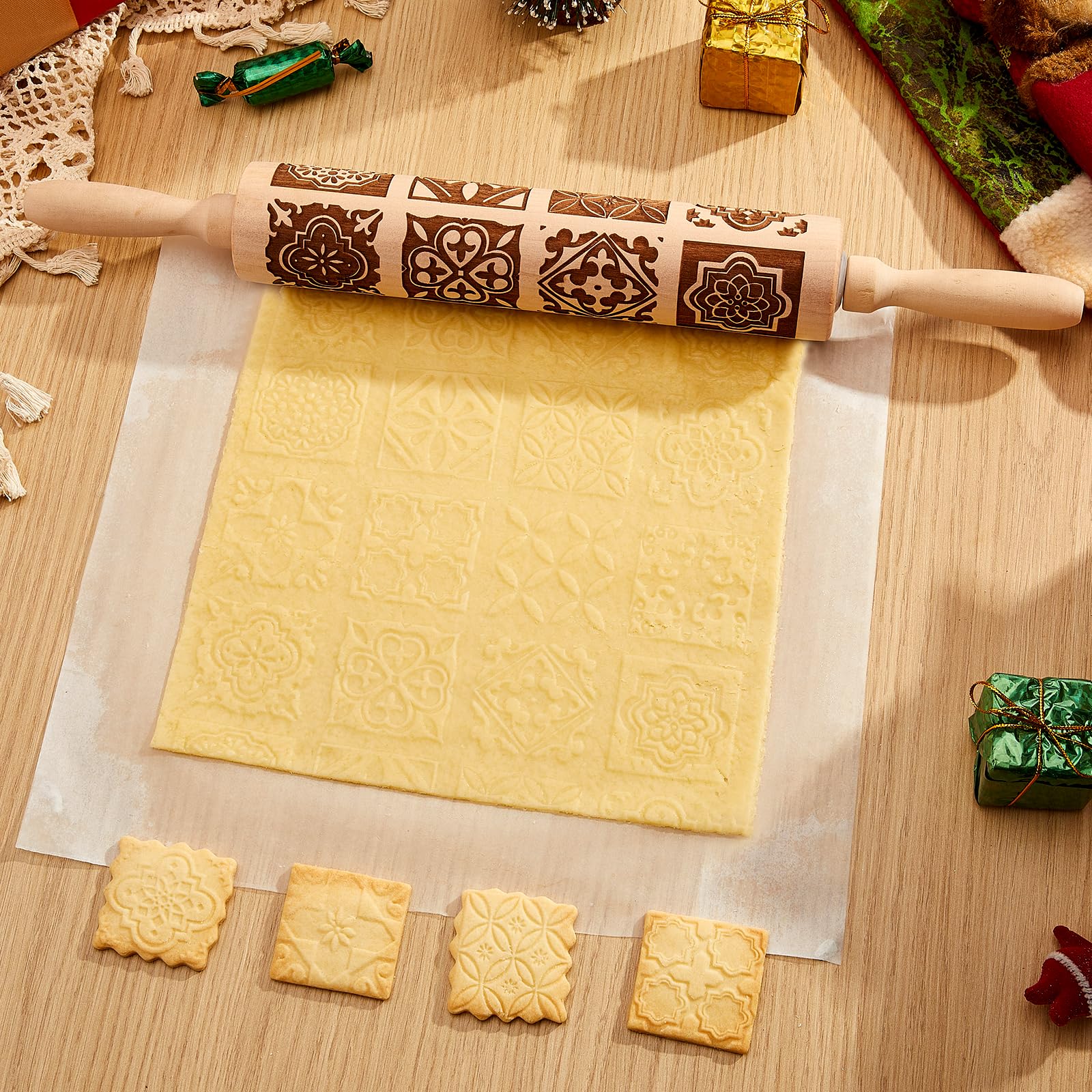 GOBAM Rodillo relieve para fondant y arcilla, ideal para proyectos creativos.