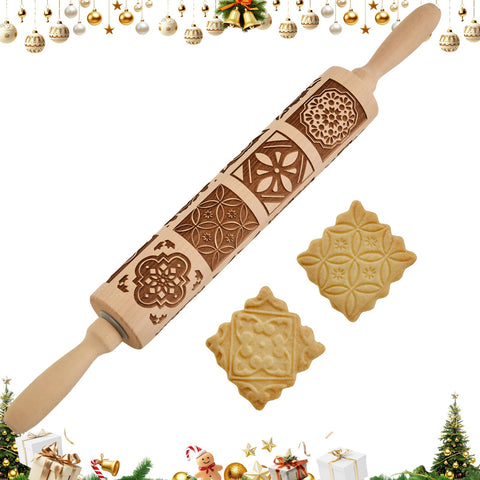 GOBAM Rodillo con relieve muestra patrones navideños para galletas deliciosas.