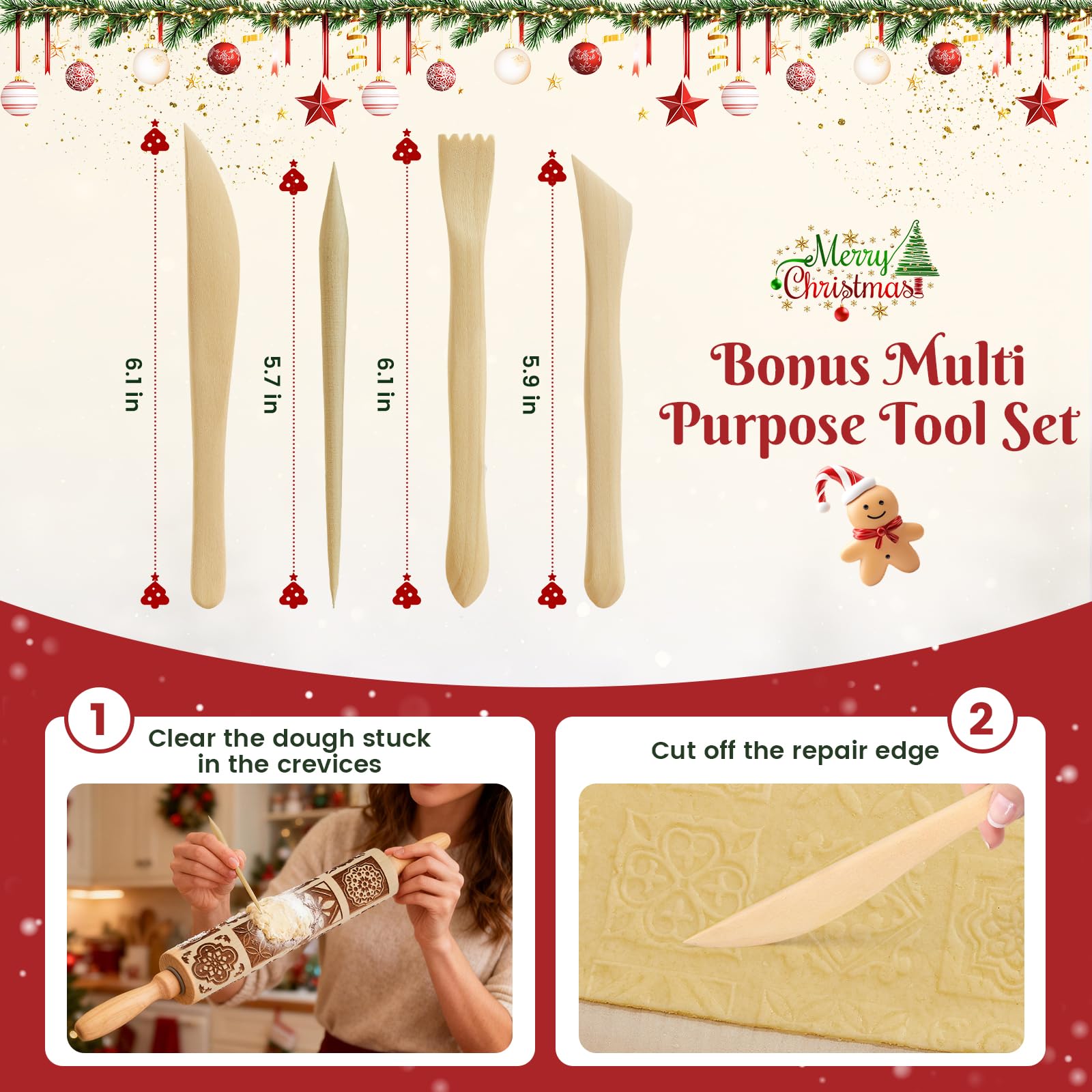 GOBAM Rodillo multiusos para galletas, pasteles y decoración casera.