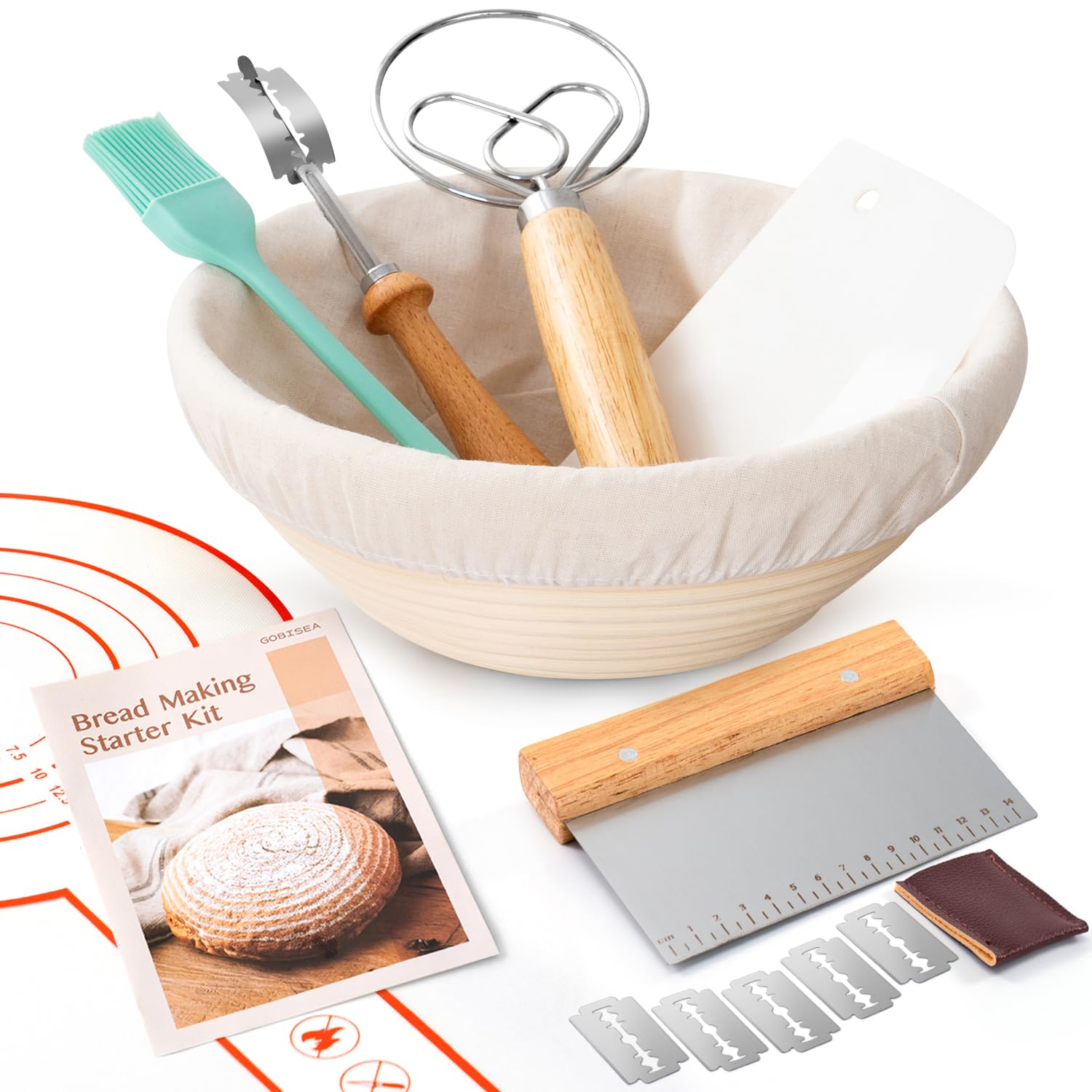 GobiSea kit de masa madre: canasta de fermentación de 9 pulgadas para dar forma uniforme