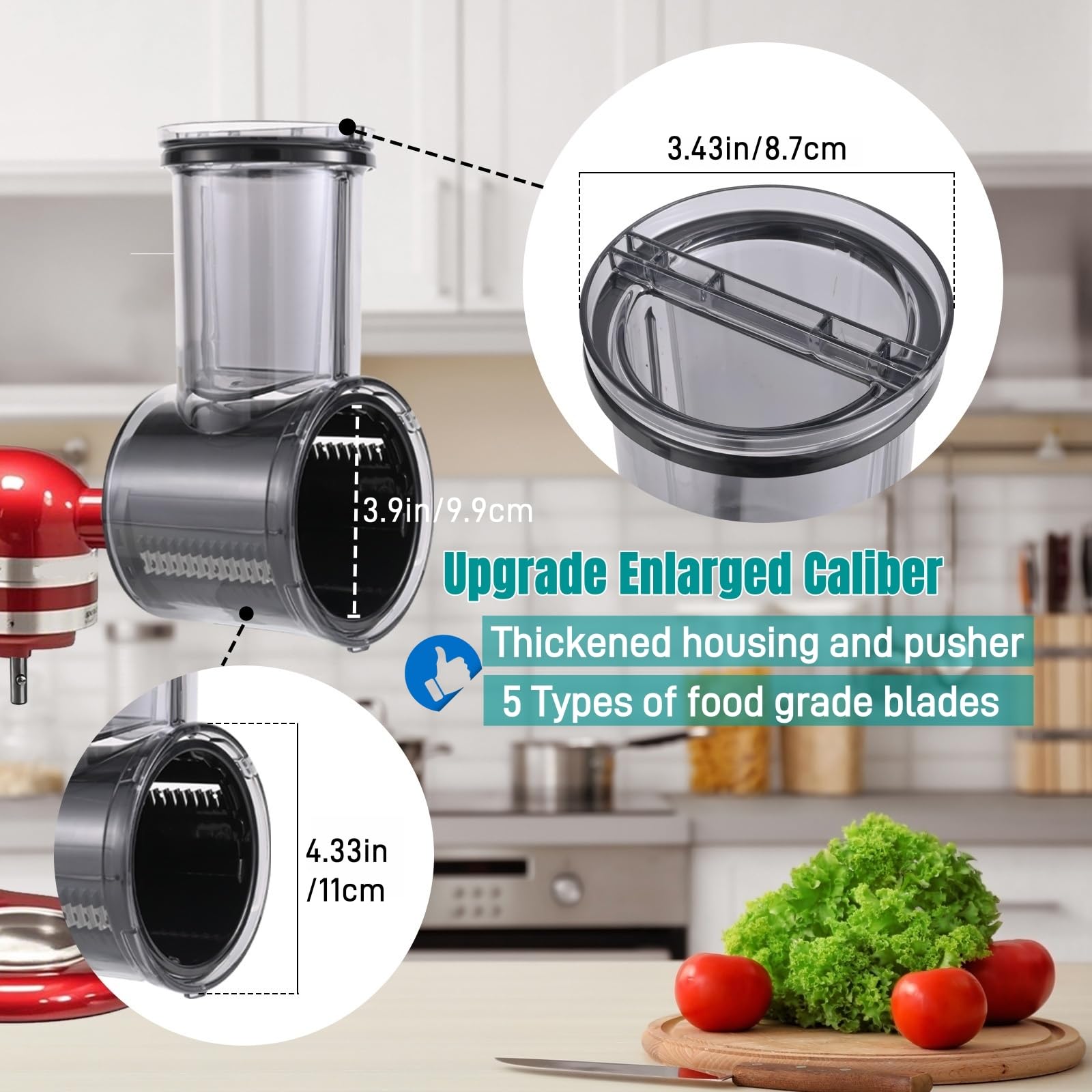 Conjunto de cinco cuchillas ofrece variedad de cortes para vegetales.